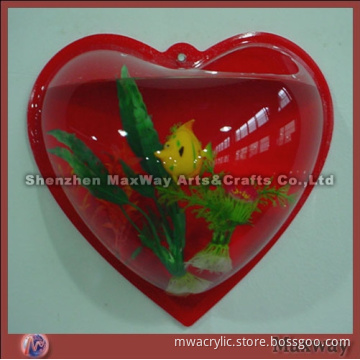 Wall Mounted Heart Shaped Colored Acrylic Aquariums
